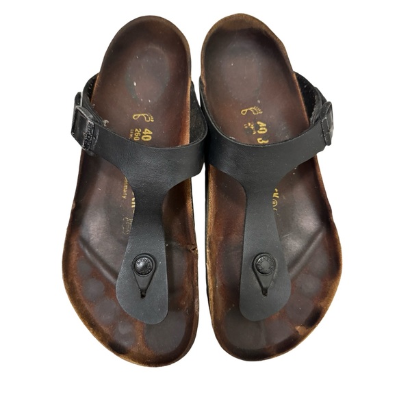 Birkenstock Gizeh Black Leather Thong Sandals EU 40 US Woman’s 9 - 9.5 - Picture 2 of 11